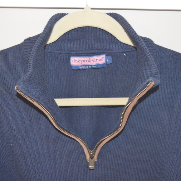 Vineyard Vine's 1/4 Zip w. Suede Elbows - Picture 2 of 4